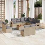 vidaXL Salon de jardin et coussins 12 Pièces mélange beige résine tressée