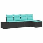 vidaXL Ensemble de canapé de jardin avec coussin 5 Pièces Noir polyrotin