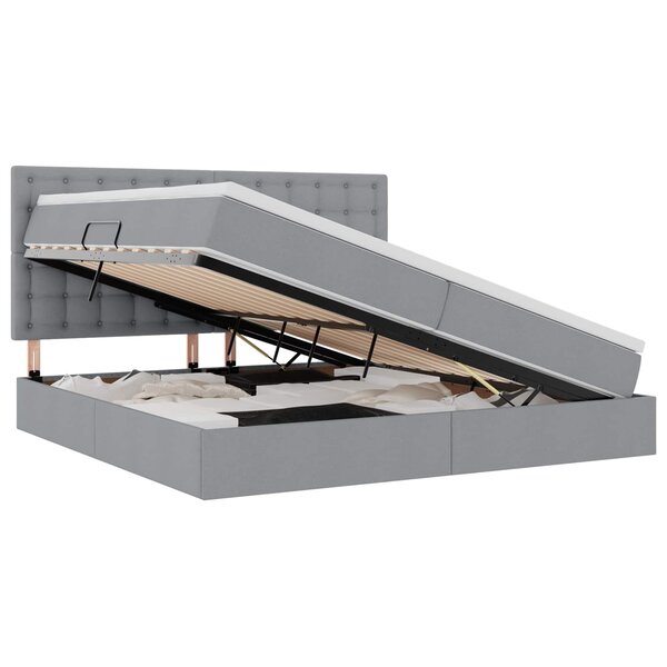 vidaXL Lit avec rangement et matelas Gris clair 200 x 200 cm tissu