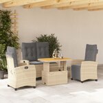 vidaXL Ensemble à manger de jardin coussins 4 Pièces beige résine tressée
