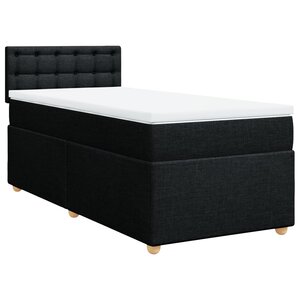 vidaXL Sommier à lattes de lit avec matelas Noir 90x200 cm Tissu