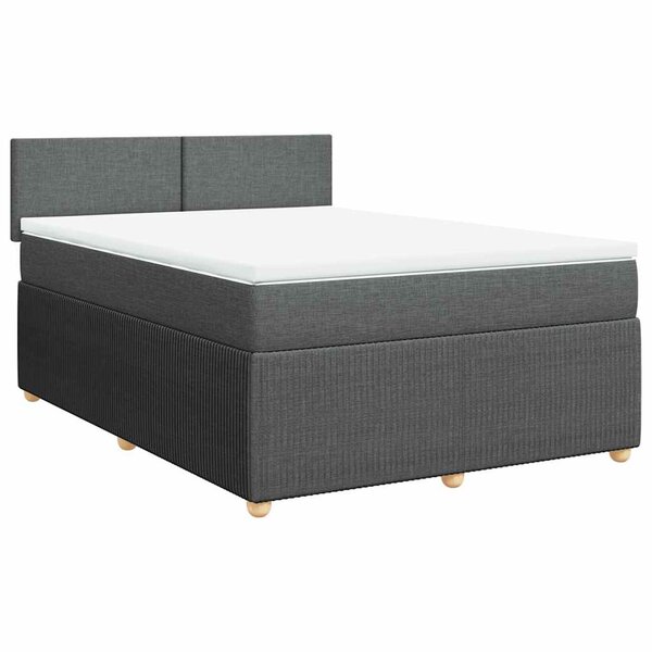 vidaXL Sommier à lattes de lit avec matelas Gris foncé 140x200cm Tissu