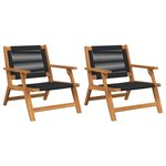 vidaXL Set de 2 chaises de jardin noires 67x77x73 cm en Bois d'Acacia Massif