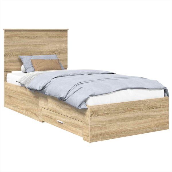 vidaXL Cadre de lit Chêne Sonoma 90 x 190 cm Bois d'ingénierie