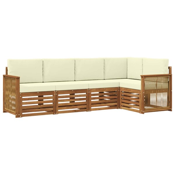 vidaXL Ensemble de canapé d'angle avec coussin 4 Pièces Naturel et Crème