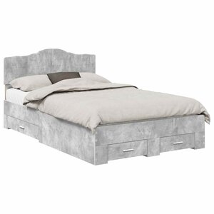 vidaXL Cadre de lit Gris béton 120 x 190 cm Bois d'ingénierie
