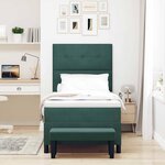 vidaXL Lit à ressorts avec tête de lit Vert foncé 200 x 100 cm Velours
