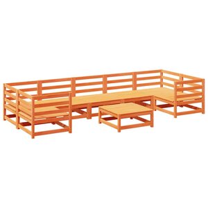 vidaXL Salon de jardin 8 Pièces marron cire bois de pin massif