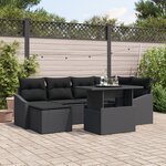 vidaXL Ensemble de Canapé de Jardin de 7 Pièces avec Coussins en Rotin Noir