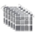 vidaXL Chaises de jardin lot de 6 et coussins carreaux gris bois teck