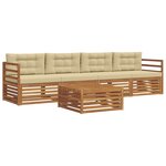 vidaXL Ensemble de canapés d'extérieur 5 Pièces Naturel et Beige
