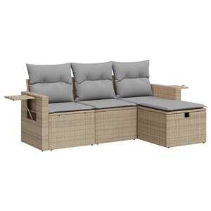 vidaXL Salon de jardin avec coussins 4 Pièces beige résine tressée