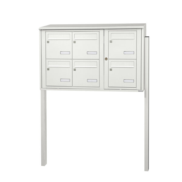 Bloc collectif leabox.com  3x2  grade 3  simple face  Extérieur  fixation sur pieds à sceller  Blanc pur RAL 9010  finition brillante