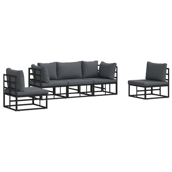 vidaXL Ensemble de canapé de jardin 5 pc Noir Aluminium