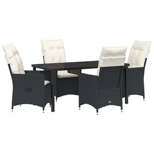 vidaXL Ensemble de salle à manger pour jardin 5 Pièces Noir Poly rotin