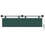 vidaXL Tête de lit suspendue Avec lumière LED Vert foncé Tissu