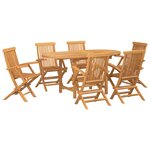 Ensemble de salle à manger de jardin de 7 pièces en bois massif de teck
