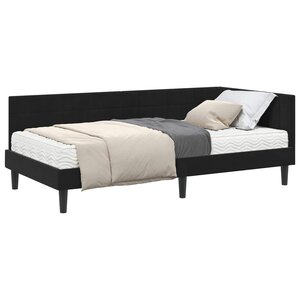 vidaXL Cadre de lit d'angle avec matelas 2 pc Noir 90 x 200 cm Velours