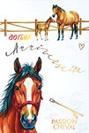 69-3126 Carte Anniversaire Animaux Cheval Jument Poulain Poney pour Cavalier Cavalière Peinture Aquarelle -Finitions Dorure Or Doré + Gaufrage en Relief +1 Enveloppe Format 12x17cm -Fabriqué en Europe