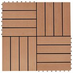 vidaXL Carreau de terrasse 11 Pièces WPC 30 x 30 cm 1 m² Couleur Teck