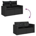 vidaXL Salon de jardin 7 Pièces avec coussins noir résine tressée