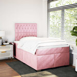 vidaXL Sommier à lattes de lit avec matelas rose 120x190 cm velours