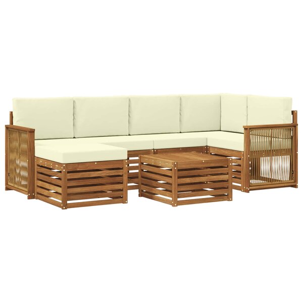 vidaXL Ensemble de canapés d'extérieur 6 pc Naturel et Crème