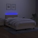 vidaXL Sommier à lattes de lit matelas et LED crème 120x190 cm tissu