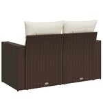 vidaXL Canapé de jardin avec coussins 2 places marron résine tressée