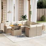 vidaXL Salon de jardin avec coussins 9 Pièces beige résine tressée