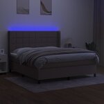 vidaXL Sommier à lattes de lit matelas et LED Taupe 180x200 cm Tissu
