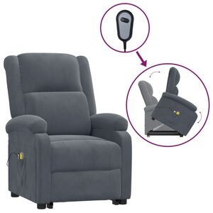 vidaXL Fauteuil de massage Gris foncé Velours