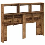 vidaXL Armoire tête de lit avec LED vieux bois 140x17x102 cm