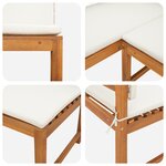 Ensemble de banc de jardin 3 pièces avec coussins en bois d'acacia