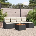 vidaXL Ensemble de canapé de jardin avec coussin 6 Pièces Noir Poly rotin