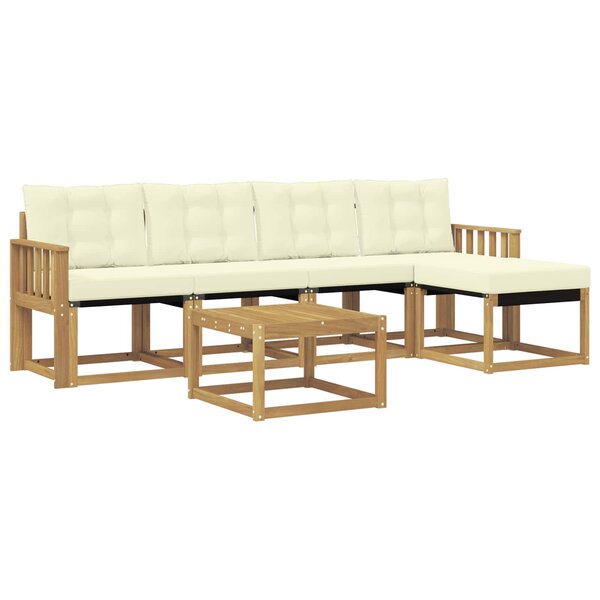 vidaXL Ensemble de canapés d'extérieur 6 pc Blanc et crème