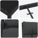 vidaXL Set de salle à manger de jardin 7 pièces avec coussins Noir en polyrotin