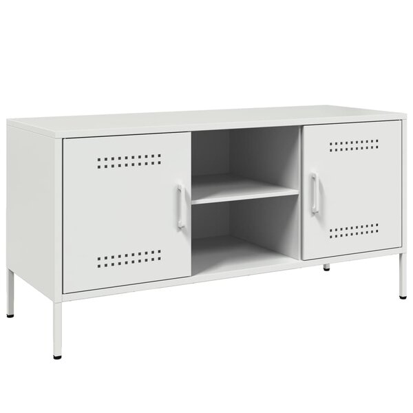 vidaXL Meuble TV blanc 100 5x39x50 5 cm acier