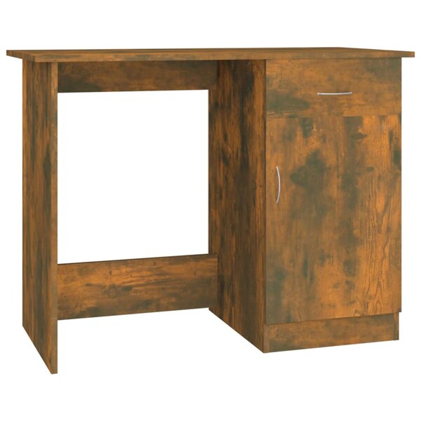 Bureau table poste de travail meuble d'ordinateur informatique étude chêne fumé 100 x 50 x 76 cm bois d'ingénierie brun 02_0023565