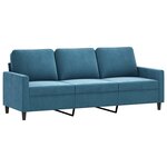 vidaXL Canapé à 3 places avec repose-pieds Bleu 180 cm Velours