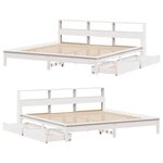 vidaXL Lit bibliothèque sans matelas blanc 180x200 cm bois pin massif