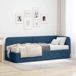 vidaXL Cadre de lit d'angle avec matelas Bleu 80 x 200 cm tissu