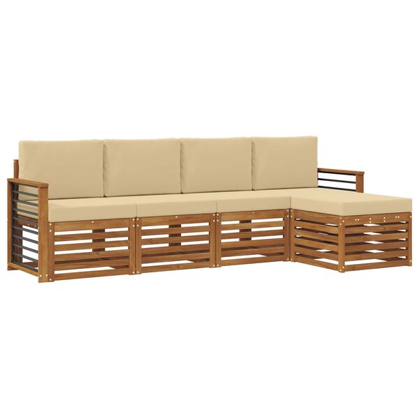 vidaXL Ensemble de canapés d'extérieur 5 pc Naturel et Beige