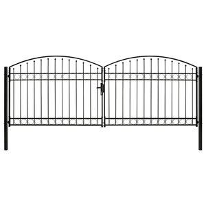 vidaXL Portillon double porte avec dessus arqué Acier 400x150 cm Noir