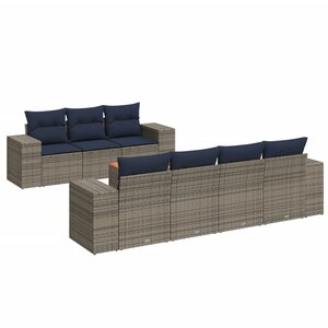 vidaXL Salon de jardin 8 Pièces avec coussins gris résine tressée
