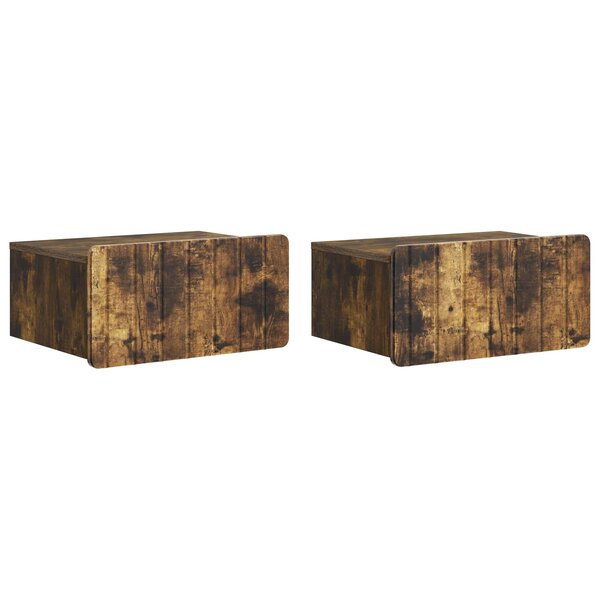 vidaXL Cabinet de chevet mural 2 Pièces Chêne fumé 49 x 34 5 x 24 cm
