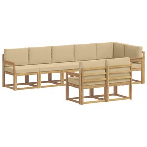 vidaXL Ensemble de canapés d'extérieur 8 pc Blanc et Beige Polyester