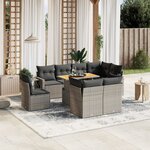 vidaXL Salon de jardin 9 Pièces avec coussins gris résine tressée