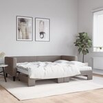 vidaXL Lit de jour avec gigogne et matelas taupe 80x200 cm tissu