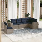 vidaXL Salon de jardin 6 Pièces avec coussins gris résine tressée